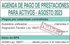 BPS - Agenda de Pago de Prestaciones Para Activos - Agosto 2023