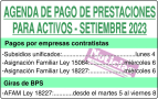 BPS - Agenda de Pago de Prestaciones Para Activos, Septiembre 2023